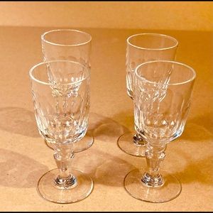 Antique crystal cordial glasses set 4 unknown maker